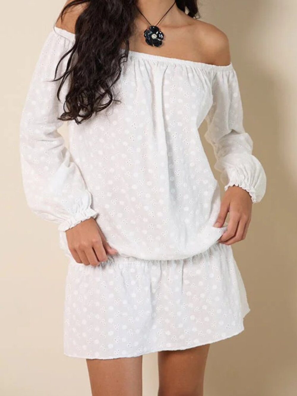 Melisandre Mini Dress in Broderie Ivory Size Medium DEFECT